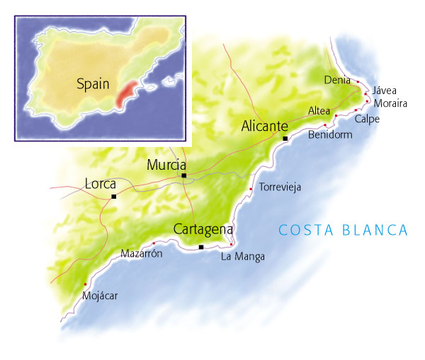 villa map for Costa Blanca